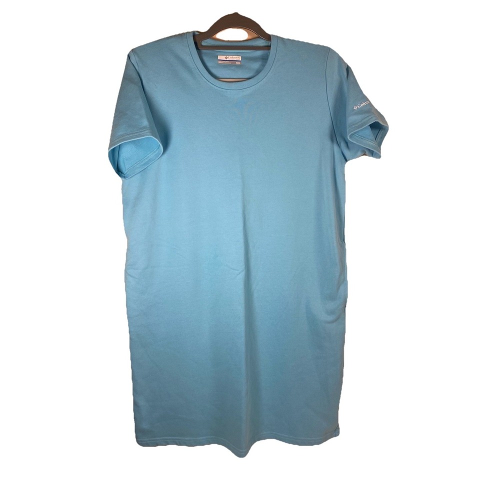 Columbia Women's Blue Park Cotton T-Shirt Dress‎ - Pockets Medium